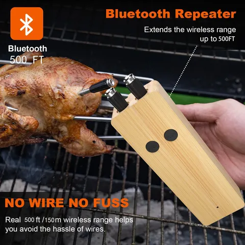 Wireless Bluetooth Meat Thermometer Smart Food Thermometer with Charging Base Probe for Kitchen BBQ Grill