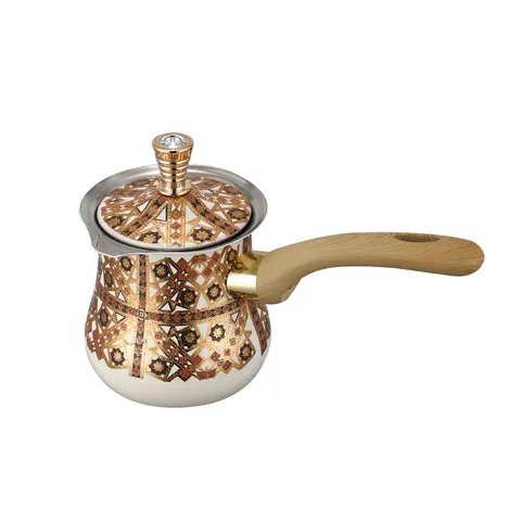 Stainless Steel Turkish Coffee Pot Middle Eastern Style Pour Over Coffee Maker With Wood Grain Handle