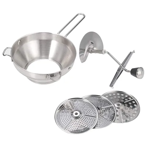 Passatutto Manuale in Acciaio Inossidabile Macina Verdure Schiacciapatate per Marmellata con Dischi Intercambiabili Utensile da Cucina