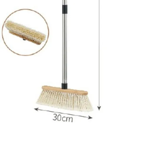 Household Long Handle Wooden Broom With Stainless Steel Pole And Soft Bristles Floor Cleaning Brush Sweeper Tool