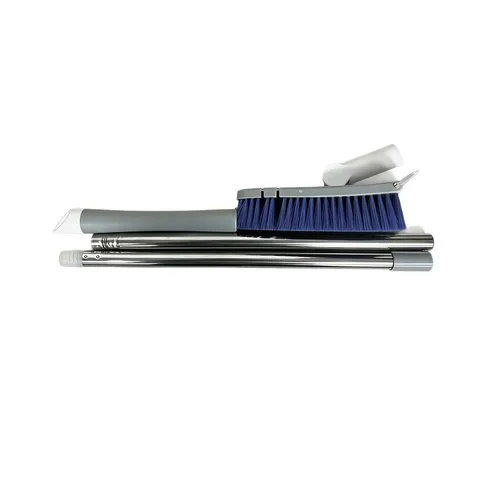 Multifunctional Floor Scrub Brush With Long Stainless Steel Handle 2-in-1 Squeegee And Stiff Bristle Rotating Gap Cleaning Brush For Bathroom