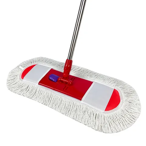 Household Flat Dust Mop With Stainless Steel Pole Washable Cotton Thread Pad Professional Floor Cleaning Tool For Home Hotel