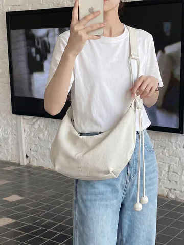 Bolso de Hombro de Cuero PU de Moda para Mujer Bolso Dumpling Hobo Casual Bolso de Axila Cartera de Viaje Diario
