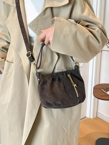Bolso de Hombro Underarm Plisado Vintage para Mujer Bolso Hobo Pequeño de Cuero PU Elegante Casual Commuter Crossbody