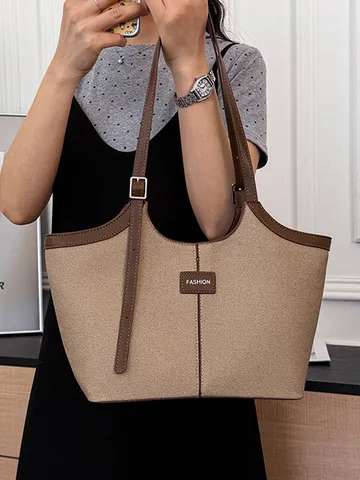 Mujeres Gran Capacidad Bolso Tote de Cuero PU Casual Bolso de Hombro Bolso de Mano Simple para Trabajo Diario
