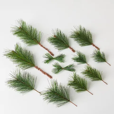 Artificial PVC Pine Needle Branches Green Simulated Plants For Christmas Tree Decoration Wall Hanging DIY Craft Accessories