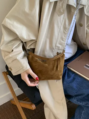 Mujer Retro Mate PU Cuero Bolso Bandolera Moda Nicho Diseño Cadena Bolso Hombro Casual Dumpling Bolso