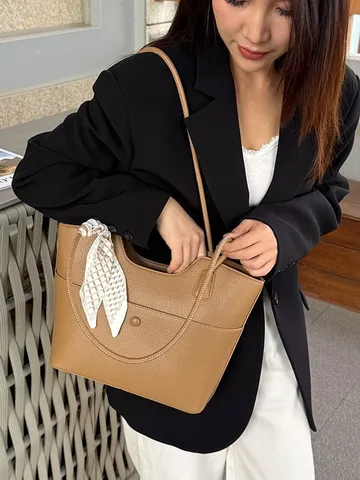 Mujer Gran Capacidad Bolso Tote Cuero PU Casual Tránsito Bajo el Brazo Bolso de Hombro Moda Minimalista Bolso de Mano
