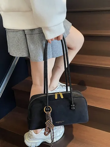 Bolso de Hombro de Cuero PU Retro para Mujer Gran Capacidad Bolso de Axila Casual Moda Color Sólido Bolso Almohada