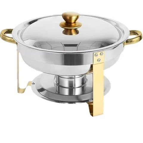 Edelstahl Runder Chafing Dish Buffet Warmer Alkohol Heizung Catering Speisewärmer Für Hotel Restaurant Bankett Party