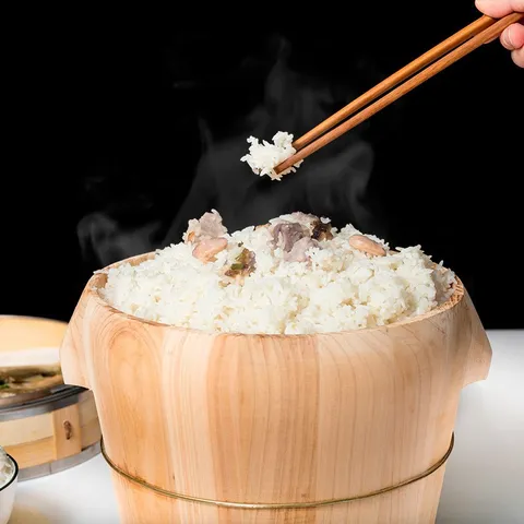 Seau à Vapeur pour Riz en Bambou Naturel Fait à la Main Avec Couvercle Tube de Cuisson Traditionnel pour Cuire le Riz la Viande les Légumes Ustensiles de Cuisine