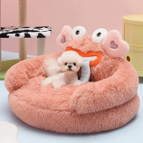Winter Warm Thickened Long Plush Pet Bed Cute Alpaca Semi-Enclosed Cat Dog Sofa Soft PP Cotton Sleeping Nest