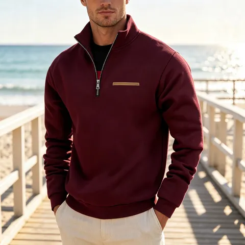 Herren Winter Fleece Gefüttert Schweres Lockeres Outdoor Warmes Stehkragen Reißverschluss Sweatshirt Casual Langarm Pullover Oberteil