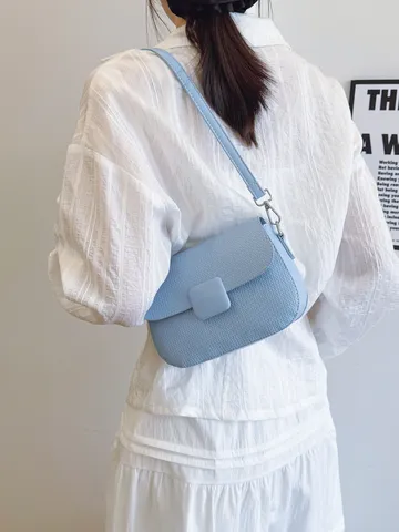 Bolso Bandolera Casual de Cuero PU para Mujer Bolso de Hombro Cuadrado Pequeño Bolso de Mano con Solapa Vintage