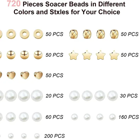 Kit de Fabrication de Bijoux DIY Perles Artificielles Et Perles Intercalaires Dorées Avec Boîte de Rangement pour Bracelets Et Colliers