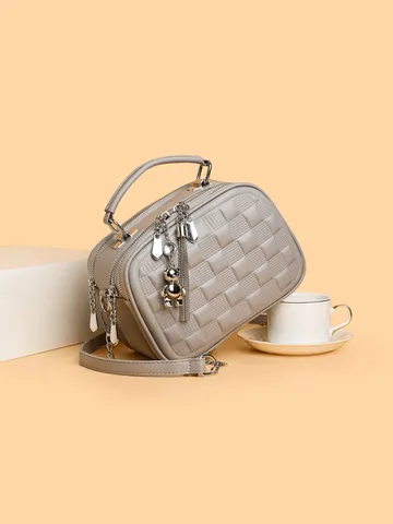 Bolso Bandolera Moda Mujer Cuero PU A Cuadros Bolso De Hombro Casual Versatil Pequeño Bolso De Mano Con Correa De Cadena