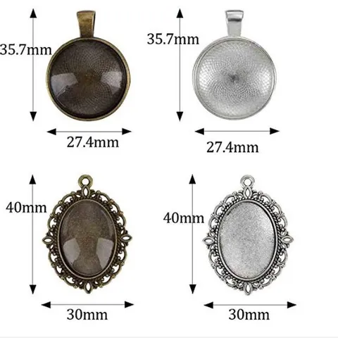 DIY Jewelry Making Kit Retro Time Gemstone Tray Pendant Bezel Set with Glass Cabochons Alloy Craft Findings Storage Box