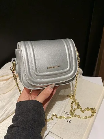 Mujer Moda Cuero PU Bolso Bandolera Mini Cuadrado Bolso de Hombro Con Cadena Urbano Minimalista Bolso Diario