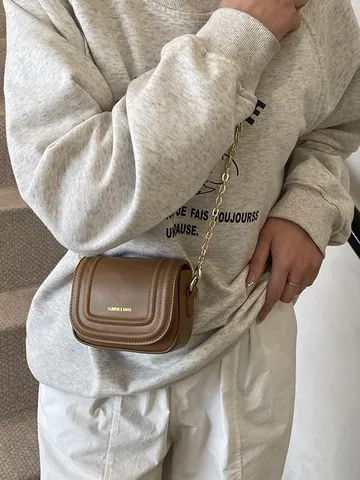 Mujer Moda Cuero PU Bolso Bandolera Mini Cuadrado Bolso de Hombro Con Cadena Urbano Minimalista Bolso Diario