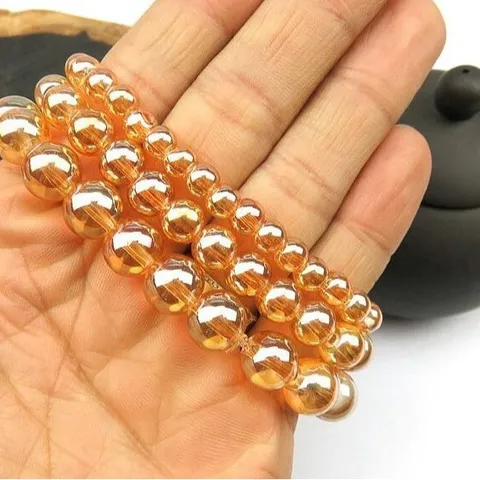 Perles en Verre Plaqué Champagne Perles Vrac Rondes Rideau de Perles en Cristal Accessoires de Fabrication de Bijoux DIY Loisirs Creatifs