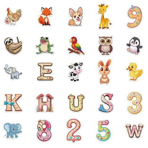 Cartoon Letters Numbers Stickers Waterproof Vinyl Decals DIY Decorative Stickers For Laptop Luggage Water Bottle