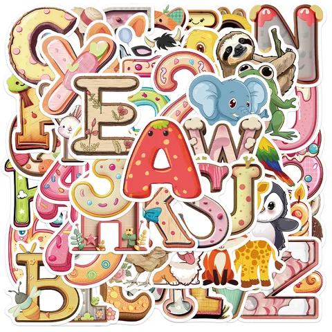 Cartoon Letters Numbers Stickers Waterproof Vinyl Decals DIY Decorative Stickers For Laptop Luggage Water Bottle