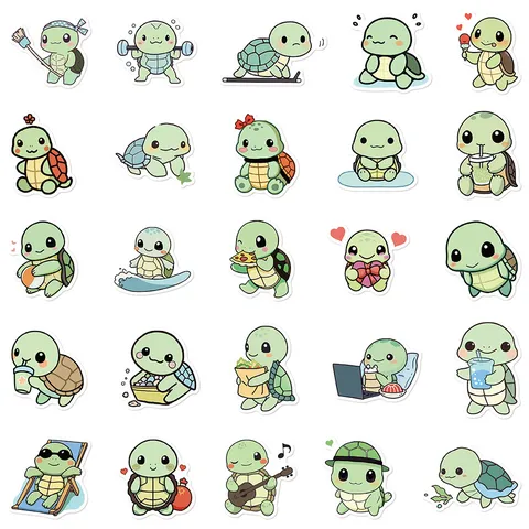 Cute Cartoon Turtle Waterproof Stickers Decals For Laptop Journal Phone Case Water Resistant Decorative Stickers