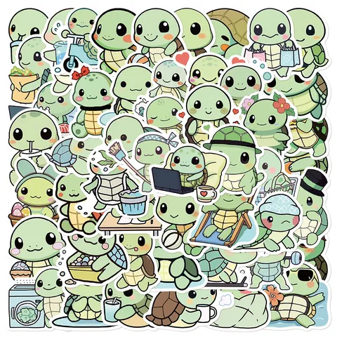 Cute Cartoon Turtle Waterproof Stickers Decals For Laptop Journal Phone Case Water Resistant Decorative Stickers