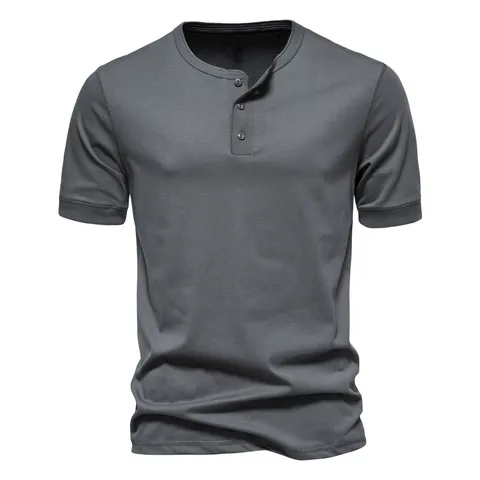 T-Shirt à Manches Courtes à Col Henley pour Homme Mélange de Coton Couleur Unie Basique Décontracté Haut d'Été pour le Quotidien Tee-Shirt Élégant pour Homme