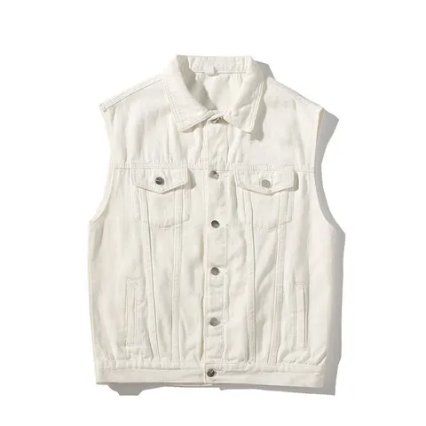 Herren Casual Jeansweste Locker Ärmellose Jacke Mehrere Taschen Einreihig Revers Cargo Weste Oberbekleidung Für Frühling Sommer