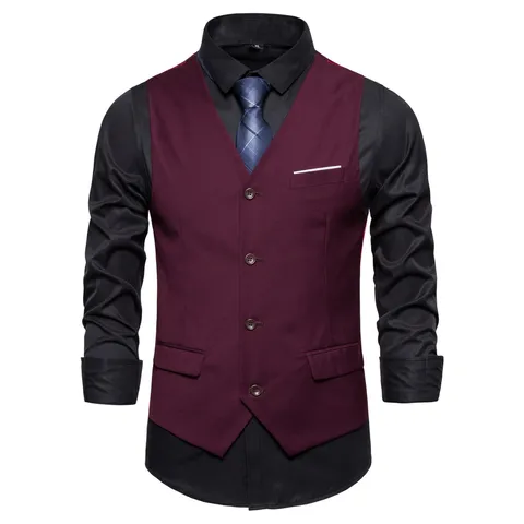 Gilet de Costume Business Décontracté pour Hommes Couleur Unie Simple Boutonnage Col en V Sans Manches Coton Grande Taille Veste Top