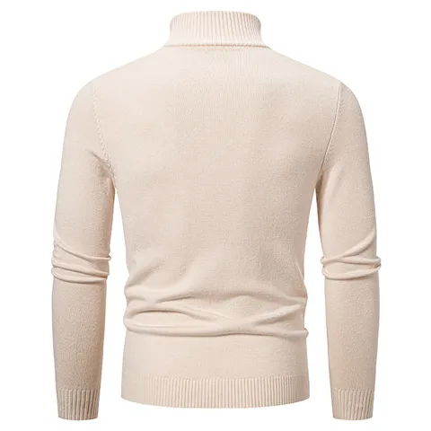 Pull Décontracté à Demi-zip pour Hommes Tricots Modernes Col Montant Avec Motif Jacquard à Losanges Manches Longues Coupe Slim Automne