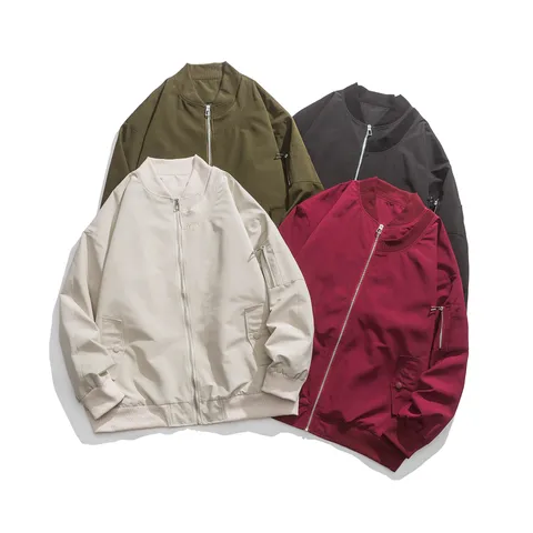 Veste Bomber Décontractée pour Hommes en Mélange de Coton Veste de Vol Workwear Top Large avec Col Baseball pour Automne Hiver