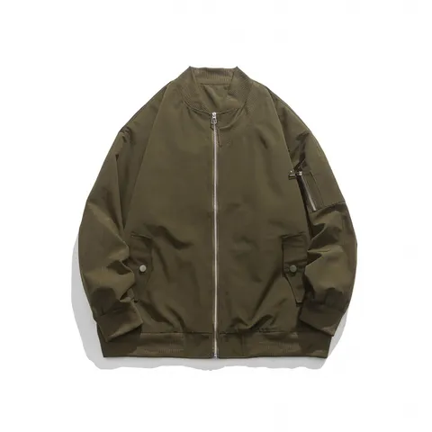 Veste Bomber Décontractée pour Hommes en Mélange de Coton Veste de Vol Workwear Top Large avec Col Baseball pour Automne Hiver