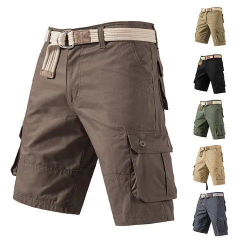 Herren Outdoor Cargo Shorts Mit Multi Taschen Baumwollmischung Casual Sommer Europa Größe Gerades Bein Wander Shorts Für Herren