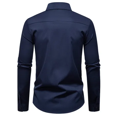 Herren Mode Gefaltet Lässig Langarm Hemd Lockere Passform Reverskragen Button-Down-Hemd Herbst Herren Bekleidung Urban Top