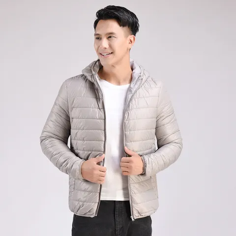 Giacca Imbottita Leggera da Uomo Con Cappuccio Autunno Inverno Cappotto Caldo Tinta Unita Casual Outwear Con Cerniera Taglie Forti