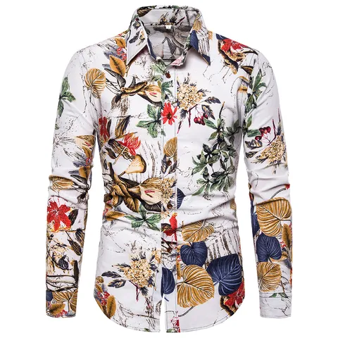 Men's Ethnic Print Linen Shirt Long Sleeve Casual Lapel Button Down Vintage Paisley Geometric Printed Beach Holiday Top