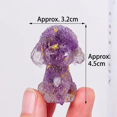 Moderni Minimalisti Ornamenti in Resina a Forma di Cane Teddy Statuetta Con Frammenti di Cristallo Naturale Dettagli in Foglia d'Oro Piccolo Cucciolo Scrivania Decorativo Artigianato per Casa Ufficio Ornamento