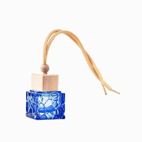 Water Cube Geometrische Auto Parfümflasche Hängende Glas Aromatherapie Diffusor Ätherisches Öl Leerflasche Auto Interieur Dekor