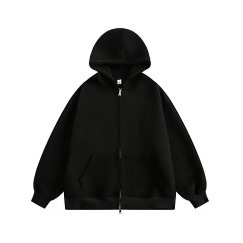 Men's American Vintage Zip Up Hoodie Oversized Loose Casual Solid Color Hooded Sweatshirt Cotton Blend Cardigan Jacket