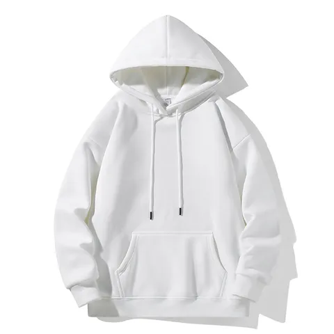 Sweat à Capuche Oversize Vintage Américain pour Hommes Couleur Unie Décontracté Ample Sweat-shirt Mélange de Polyester Coton