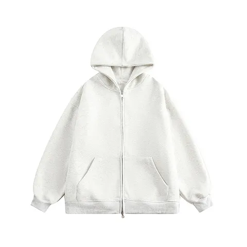 Men's American Vintage Zip Up Hoodie Oversized Loose Casual Solid Color Hooded Sweatshirt Cotton Blend Cardigan Jacket