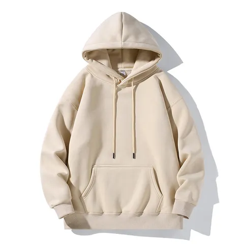 Sweat à Capuche Oversize Vintage Américain pour Hommes Couleur Unie Décontracté Ample Sweat-shirt Mélange de Polyester Coton