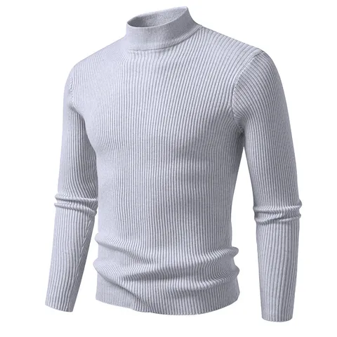 Men Slim Fit Mock Neck Ribbed Knit Sweater Mockneck Long Sleeve Pullover Soft Warm Polyester Winter Base Layer Top