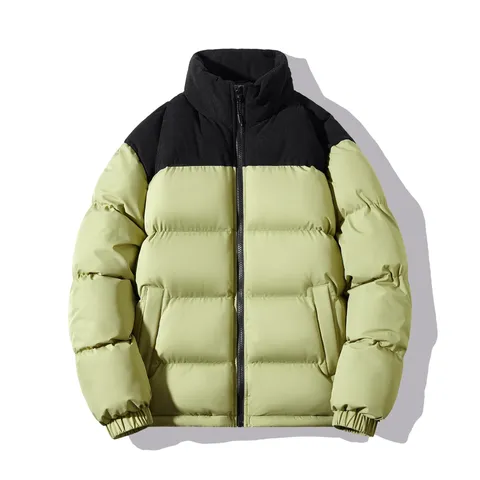 Veste Rembourrée Épaisse pour Hommes Style Workwear Japonais Patchwork Col Montant Coupe-vent Chaud Manteau d'Hiver Décontracté
