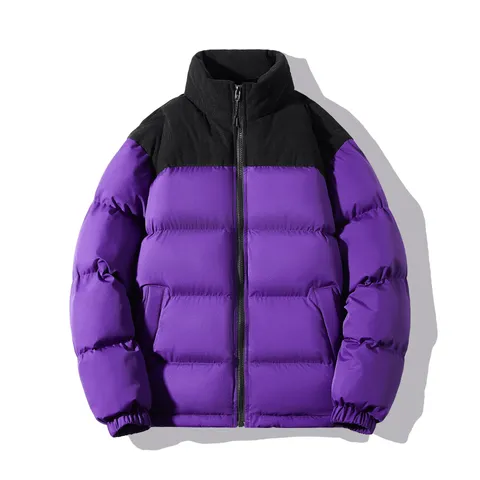 Veste Rembourrée Épaisse pour Hommes Style Workwear Japonais Patchwork Col Montant Coupe-vent Chaud Manteau d'Hiver Décontracté