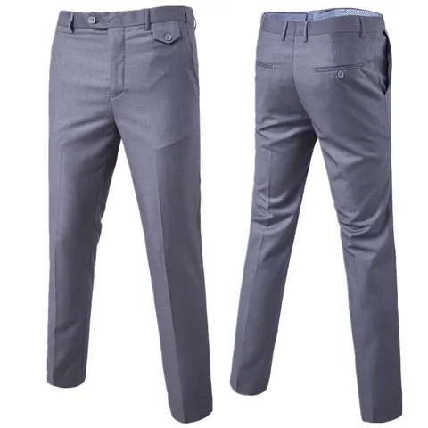 Pantalon de Costume Homme Coupe Slim Droite Business Décontracté Mélange de Coton Sans Repassage pour Mariage Bureau Quotidien