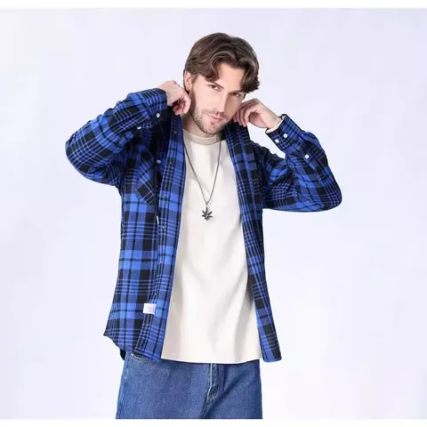 Giacca a Camicia di Flanella Uomo Casual a Manica Lunga Con Cappuccio Plaid Bottoni Retro Cappotto Hoodie Con Tasche