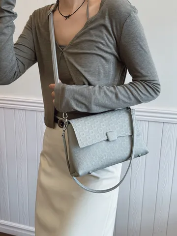 Bolso de Hombro de Cuero PU de Moda para Mujer Bolso Tote Geométrico Grabado Casual Diario